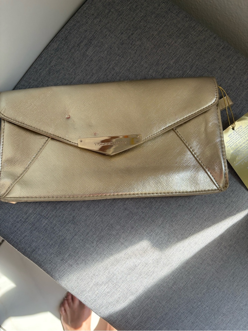 Victoria's Secret Gold Metallic Envelope Clutch